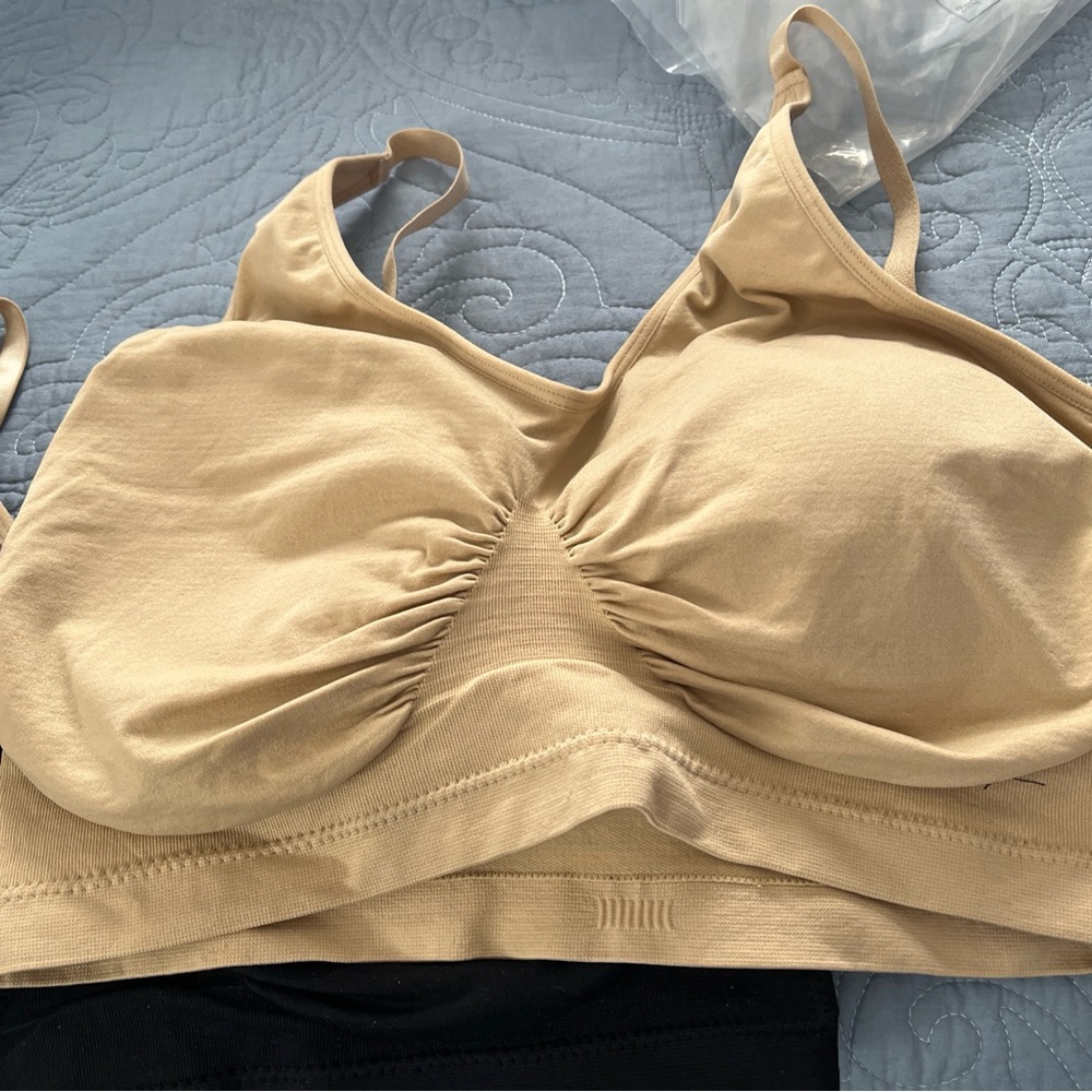 Rhonda Shear Beige/ black Bralettes. (2). Size 3x